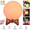 Moon Lamp 3D Printed Night Light 16 Colors Decorative Moon Light Touch Remote Control  4.72 in