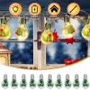 13.78FT Christmas Snow Globe String Light Battery Powered 10 LED Bulbs Indoor Christmas Lights with Pine Needles Snowflakes Berries