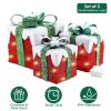 Set of 3 Lighted Gift Boxes Christmas Decoration IP44 Waterproof Light up Gift Box with 3 Bows Timer 60 LED Warm White Lights Party Decor
