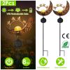 Solar Powered Moon Star Lamp IP54 Waterproof Decorative Lamp Crackle Glass Globe Stake Iron Lights For Garden Lawn Yard Driveway