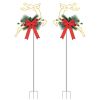2Pcs Christmas Lighted Reindeer Decoration LED Pathway Stake Lights Battery Powered for Outdoor Garden Lawn Porch Front Door Patio Holiday Decor