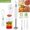 3-In-1 Immersion Hand Blender Multifunctional Stick Blender Mixer Grinder W/ Stirring Steel Blades 600ml Mixing Beaker Milk Frother Egg-Whisk For Baby
