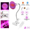 LED Grow Light 12W 200 Red Blue LEDs Plant Grow Lamp 360°Rotatable Plant Light w/ Desk Clip for Plants Indoor