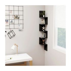 Wall Corner Shelf Black 7.9"X7.9"X50.2" Engineered Wood 1Ps 807278