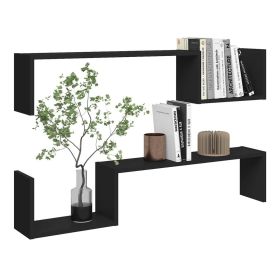 Wall Shelves 2pcs Black 39.4"X5.9"X7.9" Engineered Wood 807269