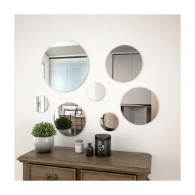 7 Piece Wall Mirror Set Round Glass Silver 245692