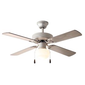 42 inch Downrod Ceiling Fan with Light Kit, Satin Nickel, 4 Blades, Reverse Airflow