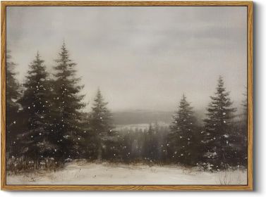 Framed Canvas Wall Art Winter Christmas Decor Living Room Pine Tree Forest Decor Nature Landscape Decoration for Bedroom Bathroom Rustic Xmas Holiday