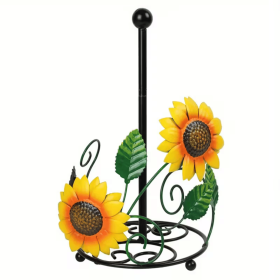 Sunflower Napkin Holder  Wall-Mounted 2-Tier Kitchen Organizer, Rustic Iron Floral Design for Napkins & Kitchen Roll
