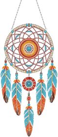 Diamond Dream Catchers Kit, Hanging Diamond Art, DIY Kit for Home Wall & Window Decor, Handmade Craft for Room Decoration (Waves)