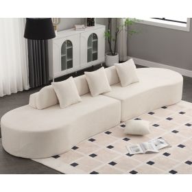 [NEW ARRIVED] [VIDEO PROVIDED] Modern curved combination sofa, terrycloth fabric sofa, minimalist sofa in living room, apartment, no assembly req