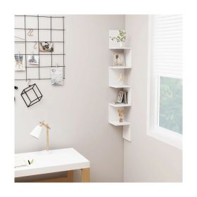 Wall Corner Shelf White 7.9"X7.9"X50.2" Engineered Wood 1Ps 807277
