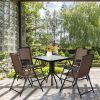 4 Pieces Folding Dining Chairs with Smooth Armrests and Sling Back