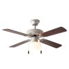 42 inch Downrod Ceiling Fan with Light Kit, Satin Nickel, 4 Blades, Reverse Airflow