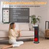 Portable 1500W Space Heater with Fireplace,90Â° Oscillating PTC Ceramic, Adjustable Thermostat Tower Heater