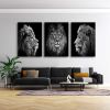 Wall Art Black and White Lion Head Portrait Wall Art Painting Pictures Print 3 Pieces