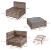 Modern Rattan Patio Furniture Set, 7-Piece Outdoor Wicker Sofa Set with Cushions for Home & Family Gatherings, Gray