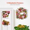VEVOR Artificial Decorative Wreath, 19 in, Pink, Decorated with Peonies, Hydrangeas, Babysbreath
