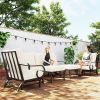 5 Piece Backyard Patio Furniture Set, Outdoor Furniture Set with 2 Rocking Chairs, 3-Seat Sofa, and 2 Ottomans, Beige