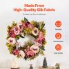 VEVOR Artificial Decorative Wreath, 19 in, Pink, Decorated with Peonies, Hydrangeas, Babysbreath
