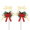 2Pcs Christmas Lighted Reindeer Decoration LED Pathway Stake Lights Battery Powered for Outdoor Garden Lawn Porch Front Door Patio Holiday Decor