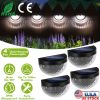 4Pcs Solar Fence Lights Outdoor Dusk To Dawn Sensor Decorative Deck Lamps IP65 Waterproof Wall Mount Gutter Lamps 6 LED Beads Per Light