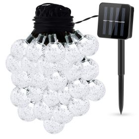 Globe String Solar Lights 30 Ball LED Fairy Solar Lamps 8 Lighting Modes IP65 Waterproof Decorative Lights w/ Stake Garden Lawn Flower Trees Patio Gar (Option: Cold)