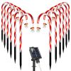 Solar Christmas Candy Cane Lights with 12 Candies 72LEDs Outdoor Christmas Decorations IP44 Waterproof Flickering Pathway Markers String Lights with 8