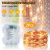 2Pcs LED String Lights 100LED Beads 32.8FT Copper Fairy Lights IP65 Waterproof Battery Operated Flash Lights with Remote Control For Wedding Party Jar