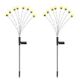 2Pcs Solar Firefly Lights Swaying Decorative Pathway Stake Lamp IP65 Waterproof Landscape Patio Yard Night Light (Option: WarmWhite)