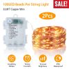 2Pcs LED String Lights 100LED Beads 32.8FT Copper Fairy Lights IP65 Waterproof Battery Operated Flash Lights with Remote Control For Wedding Party Jar