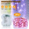2Pcs LED String Lights 100LED Beads 32.8FT Copper Fairy Lights IP65 Waterproof Battery Operated Flash Lights with Remote Control For Wedding Party Jar