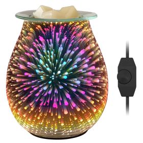 3D Fireworks Glass Wax Warmer Electric Wax Burner For Heating Fragrant Candle Aroma Decorative Night Lamp (Option: RGFirework)