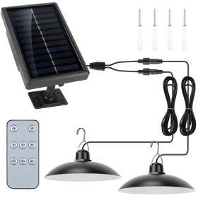 Solar Shed Lights Dual Lighting Heads Dimmable Timing Auto Sensor Turn Off Hanging Lamp IP65 Waterproof Remote Control Pendant Light For Garden Patio (Option: Dual_White)
