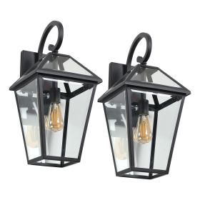 Modern Outdoor Waterproof Wall Lamp 2pack (Color: Black)