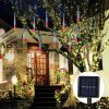 Solar Powered Meteor Shower String Lights 9.84FT Falling Raindrop Tube Lamp Water Resistant Decorative Lights For Tree Home Garden Parties