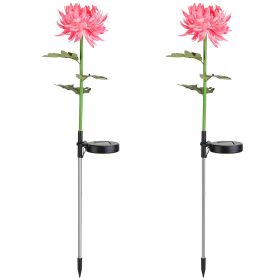 2 Packs Solar LED Chrysanthemum Lights Solar Powered Garden Flower Stake Lamp Waterproof Landscape Decorative Light for Garden Patio Yard (Option: Pink)