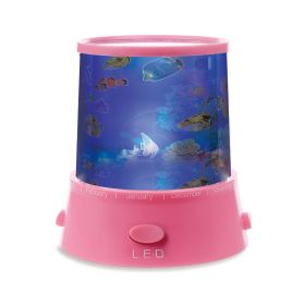 Kids Underwater World Projector Lamp Cordless Battery-Powered LED Night Light Colorful Decoration Holiday Lights (Option: Pink)