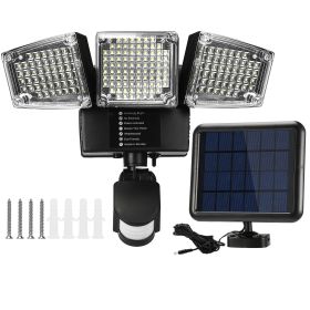 Solar Lights Outdoor 188 LEDs 1600lm Solar Security Lights Motion Sensor Lights 270°Lighting Angle Waterproof Dusk to Dawn Solar Wall Lights 360°Rotat (Option: Black)