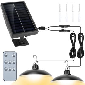 Solar Shed Lights Dual Lighting Heads Dimmable Timing Auto Sensor Turn Off Hanging Lamp IP65 Waterproof Remote Control Pendant Light For Garden Patio (Option: Dual_Warm)