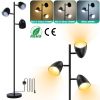 Black Tree Standing Floor Lamp Metal 3 Color Temperature Reading LED Bulb Light 360 Degree Adjustable Individual Separate Switch Living Room Bedroom O