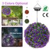 Solar Powered Topiary Ball 20 LED Lights Artificial Rose Flower Garden Hanging Light Ball IPX4 Water-Resistant Decorative Lighting for Home Garden Fen