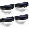 4Pcs Solar Fence Lights Outdoor Dusk To Dawn Sensor Decorative Deck Lamps IP65 Waterproof Wall Mount Gutter Lamps 6 LED Beads Per Light