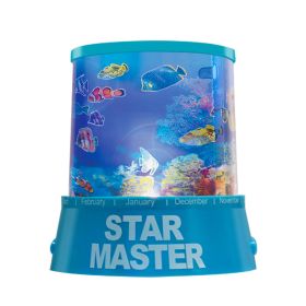 Kids Underwater World Projector Lamp Cordless Battery-Powered LED Night Light Colorful Decoration Holiday Lights (Option: Blue)