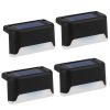 4Pcs Solar Powered LED Step Lights Outdoor IP55 Waterproof Dusk To Dawn Sensor Fence Lamps For Stairs Yard Railing