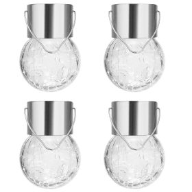 4Pack Solar Decorative Waterproof Garden Lanterns Outdoor Crystal Hanging Ball Lights Crackle Glass Ball Lights for Tree Patio Holiday Party (Option: White)