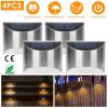 4Pcs Solar Powered Deck Lights Outdoor Decorative Step Fence Lamp Stainless Steel IP55 Waterproof Solar Light For Patio Garden Stair Fence Railing