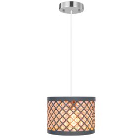Crystal Pendant Lampshade Modern Chandelier Style Height Adjustable Ceiling Light Shade (Option: DarkGrey)