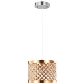 Crystal Pendant Lampshade Modern Chandelier Style Height Adjustable Ceiling Light Shade (Option: Copper)