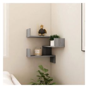 Wall Corner Shelf Sonoma Oak 15.7"X15.7"X19.7" Engineered Wood 1Ps 807229 (Color: lightgrey)